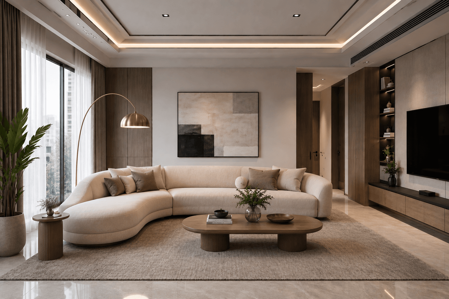 Curved Contemporary Living Room Design